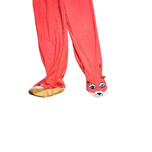Nick & Nora Fox Footed Fleece Pajamas One Piece PJs Size M Orange - Picture 2 of 10